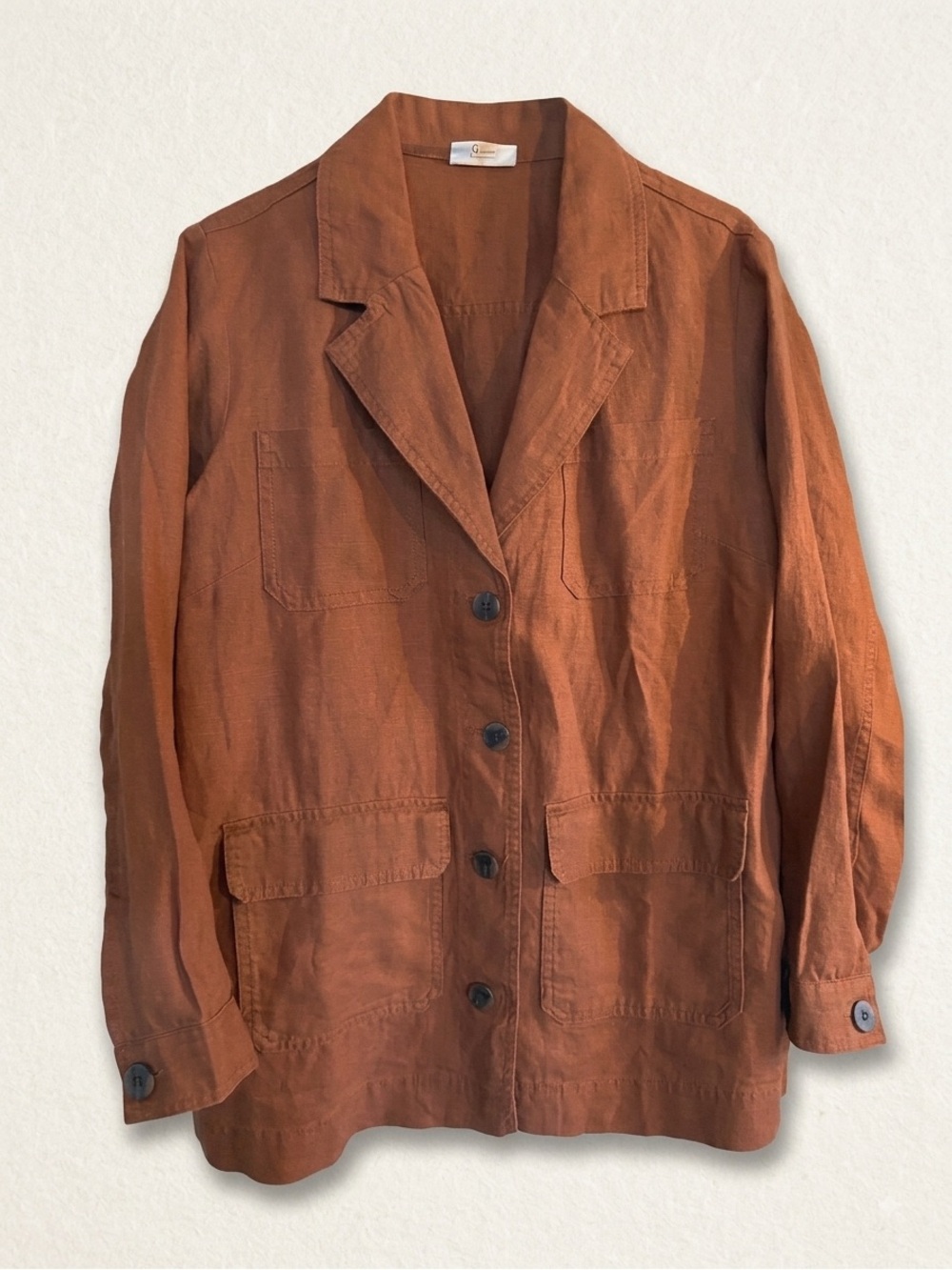 J. Jill Rust Linen-Blend Button Front Jacket